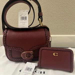 Coach braided tabby 19 messenger crossbody wine nwt